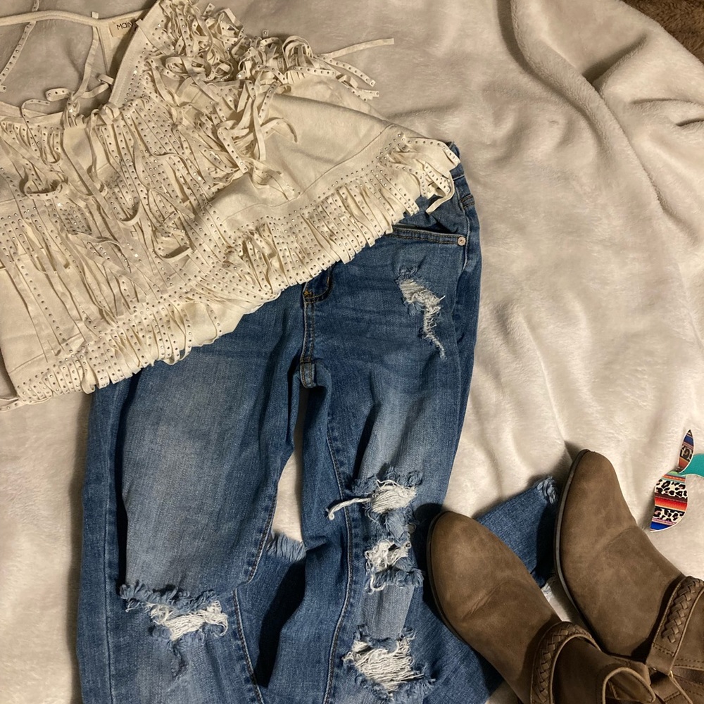 Kancan Ankle skinny distressed jeans!